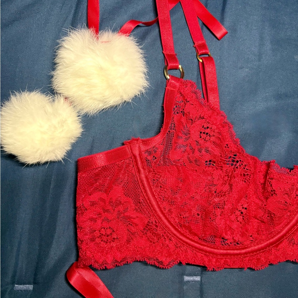 🔥NWT🔥 Oh La La Cheri Santa Pom Holiday Lingerie Set L/XL - Picture 6 of 10